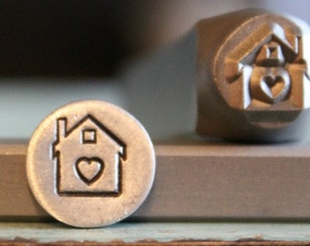 8mm House with Heart Metal Design Stamp - Metal Stamp - Metal Stamping and Jewelry Tool - SGCH-27