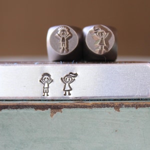 Supply Guy 6mm Boy and Girl Metal Design 2 Stamp Set - Metal Stamp - Metal Stamping and Jewelry Tool - SGCH-583584