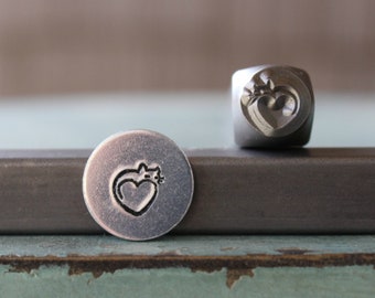 6mm Cat Heart DIY Jewelry Making Metal Design Stamp - Stamping Kit, Tools, Press, Machine & Supplies - SGCH-375