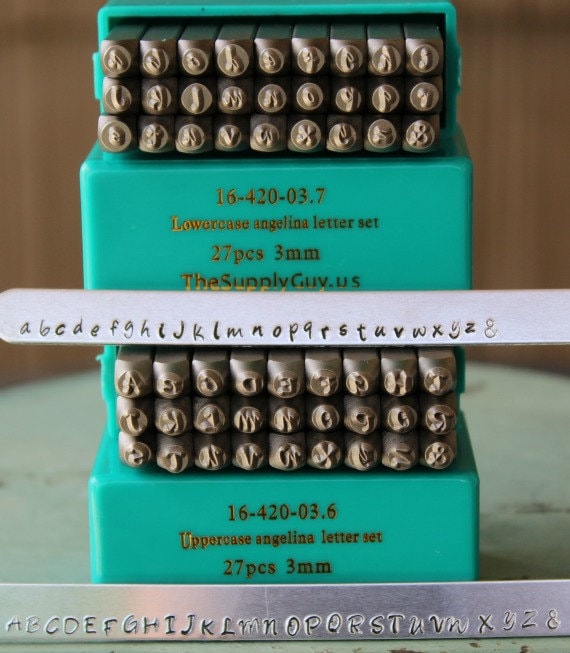 3mm Angelina - Posh Font Combination Metal Alphabet Letter Stamp Set -  Metal Letter Stamps-Metal Stamping and Jewelry Tool - SGCH-PSUPSL3MM