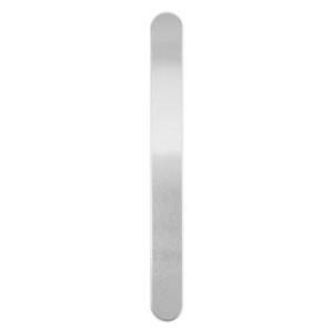 May include: A silver metal nail file with rounded edges.