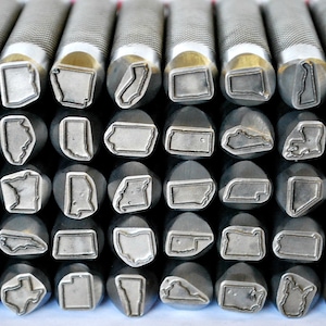 Advantage Series 5/8&quot; US State Metal Design Stamp - Made In The USA - Pick your State and Size - For use on Stainless Steel - SGAD5/8&quot;State