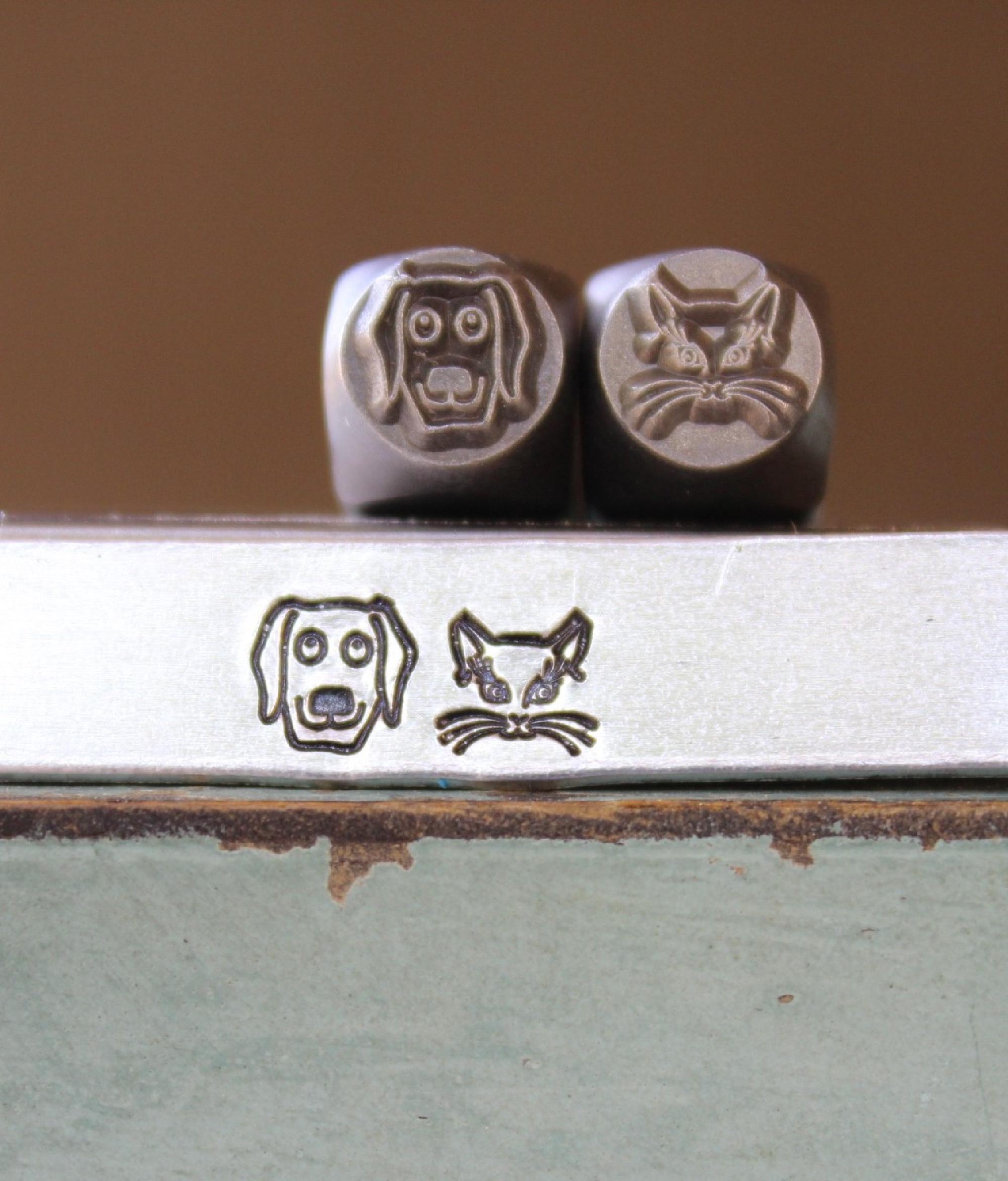 Supply Guy 6mm Dog and Cat Face Metal Design 2 Stamp Set - Metal Stamp - Metal Stamping and Jewelry Tool - SGCH-589562
