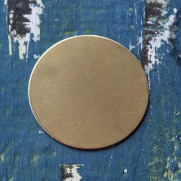 1.5" Brass Circle Stamping Blank - Metal Stamping Blank - 1.5" -  Pack of 5 - 24 Gauge - Jewelry Stamping Blank - SGMET-400.05G