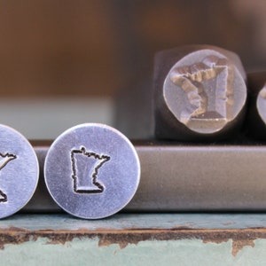 Supply Guy 6mm and 8mm Minnesota Metal Design 2 Stamp Set - US State Metal Stamp - Metal Stamping and Jewelry Tool - SGCH-MN345