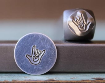 Brand New 6mm Sign Language I Love You Symbol Metal Design Stamp - Metal Stamp - Metal Stamping and Jewelry Tool - SGCH-152