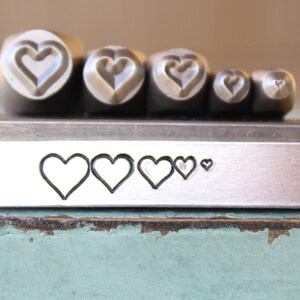 Supply Guy (7mm, 6mm, 5mm, 3mm, 1.5mm) Heart Metal Design 5 Stamp Set - Metal Stamp - Metal Stamping and Jewelry Tool - SGCH-425757778575