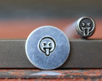 Metal Stamp Emoji Face Smirking Metal Design Stamp Metal Stamping and Jewelry Tool SGEM-15