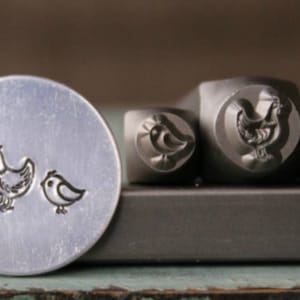Supply Guy 8mm Mother Hen (Chicken) and (2) 5mm Baby Chicks Metal Design 3 Stamp Set - Metal Stamp-Metal Stamping Jewelry Tool-SGCH-1089185