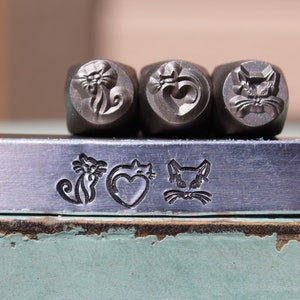 Brand New 6mm Cat Lover Metal Design 3 Stamp Set - Metal Stamp - Metal Stamping and Jewelry Tool - SGCH-562375129