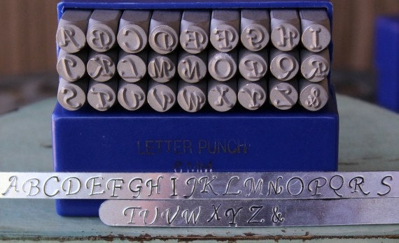 6mm Elegant or Corsiva Font Letter Uppercase Stamp Set Metal