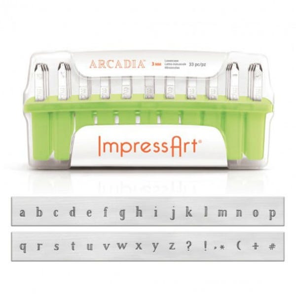 ImpressArt 3mm Arcadia Font Lowercase Metal Alphabet Letter Stamp Set - Metal Letter Stamps-Metal Stamping and Jewelry Tool - SGSC1325A-3MM