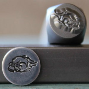 8mm Fire Skull Metal Design Stamp - Metal Stamp - Metal Stamping and Jewelry Tool - SGCH-272
