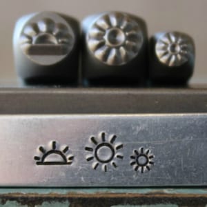 Supply Guy 5mm and 3mm Sunrise, Sun and Mini Sun Metal Design 3 Stamp Set - Metal Stamp - Metal Stamping and Jewelry Tool - SGCH-308309310