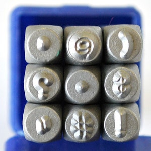 Jeu de tampons en métal pour ponctuation Supply Guy - 9 pièces - Tampons en acier - Idéal pour tous les travaux de conception de métaux et de bijoux - SGCH-PUN