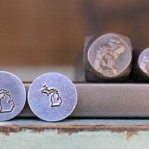 Supply Guy 6mm and 8mm Michigan Metal Design 2 Stamp Set - US State Metal Stamp - Metal Stamping and Jewelry Tool - SGCH-MI344