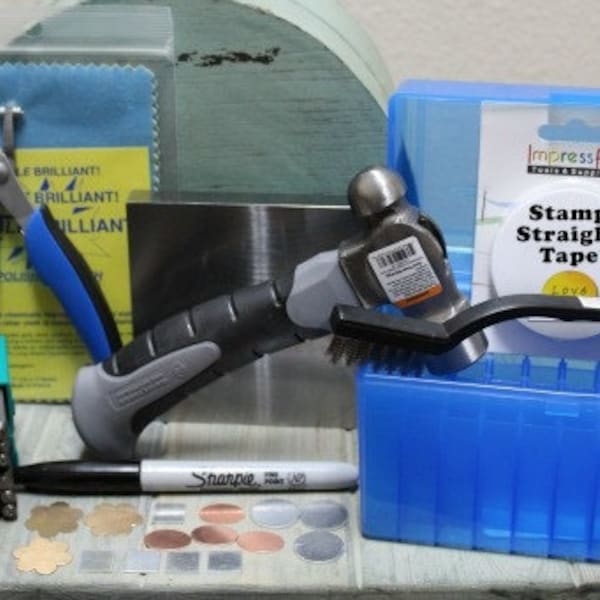 Metal Stamping Kit- Everything To Get Started Stamping-  Stamps- Blanks- Tools- Storage- Metal Work and Jewelry Design- SG-K2