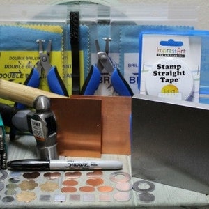 Super Deluxe Metal Stamping Kit- Everything To Get Started Stamping- Stamps- Blanks - Tools- Storage - Metal Work and Jewelry Design- SGKit2
