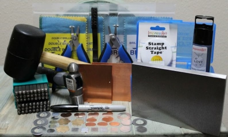 Super Deluxe Metal Stamping Kit Everything To Get Started Stamping Stamps Blanks Tools Storage Metal Work and Jewelry Design SGKit2 image 1