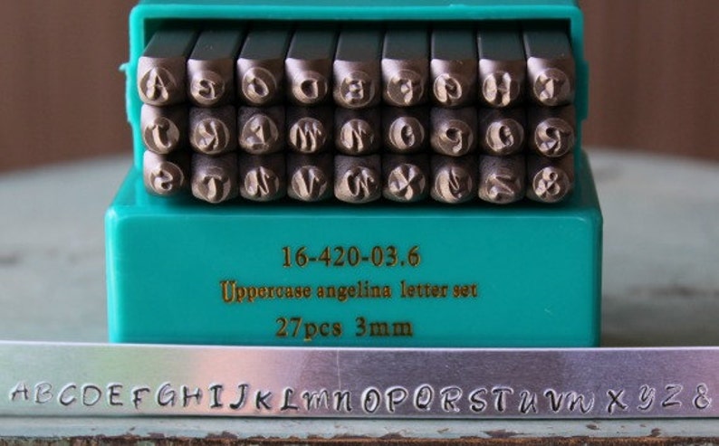 3mm Angelina Posh Font Uppercase Metal Alphabet Letter Stamp Set Metal Letter Stamps-Metal Stamping and Jewelry Tool SGCH-PSU3MM image 1