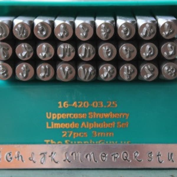 3 mm Erdbeere Limeade Schriftart Buchstabe Großbuchstaben DIY Schmuckherstellung Metall Design Stempel Set-Stamping Kit, Werkzeuge, Presse & Zubehör - SGCHSTRAWU3Mm