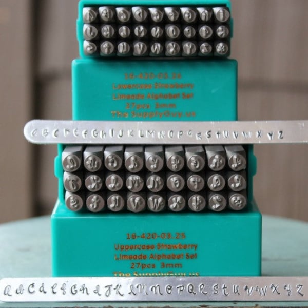 3 mm Erdbeere Limeade Schrift Buchstaben Combo DIY Schmuckherstellung Metall Design Stempel Set - Stamping Kit, Werkzeuge, Presse & Zubehör - SGCH-STRAWUL3Mm
