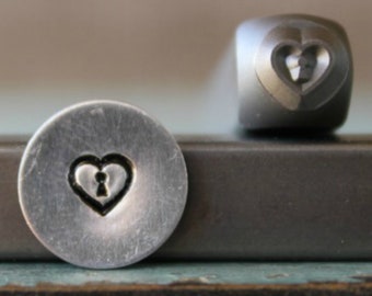 5mm Heart Keyhole DIY Jewelry Making Metal Design Stamp - Stamping Kit, Tools, Press, Machine & Supplies - SGCH-312