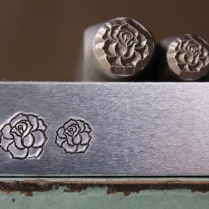 Brand New 6mm and 8mm Rose Flower no Stem Metal Design 2 Stamp Set - Metal Stamp - Metal Stamping and Jewelry Tool - SGCH-418419