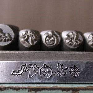 Supply Guy 5-7mm Halloween Metal Design 5 Stamp Set - Metal Stamp - Metal Stamping and Jewelry Tool- SGCH-246247248249250