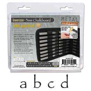Beadsmith 3mm Chalkboard (Papyrus) Conjunto de sellos de letras del alfabeto metálico en minúsculas - Metal Letter Stamps-Metal Stamping and Jewelry Tool - SGLPS68