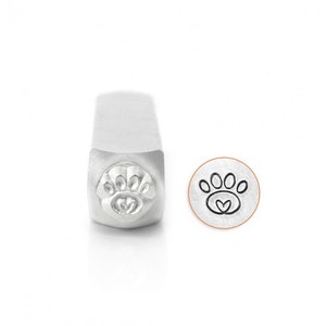 Impress Art 6mm Paw Print Heart Metal Design Stamp - Metal Stamp - Metal Stamping and Jewelry Tool -  SGSC156-BS-6mm/SCS150049