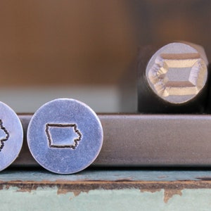 Supply Guy 6mm and 8mm Iowa Metal Design 2 Stamp Set - US State Metal Stamp - Metal Stamping and Jewelry Tool - SGCH-IA337