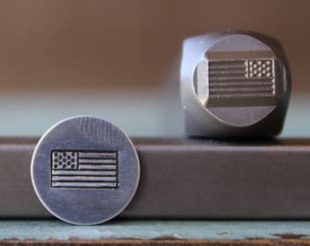 8mm American Flag DIY Jewelry Making Metal Design Stamp - Stamping Kit, Tools, Press, Machine & Supplies - SGCH-160
