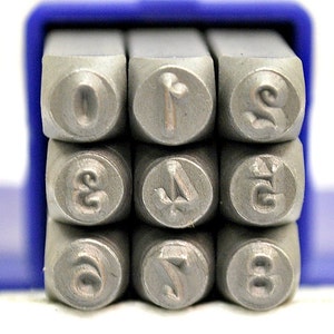 Juego de sellos de números de metal con fuente de escritura de 3 mm - Sellos de letras de metal - Herramienta de joyería y estampado de metales - SGE-1N
