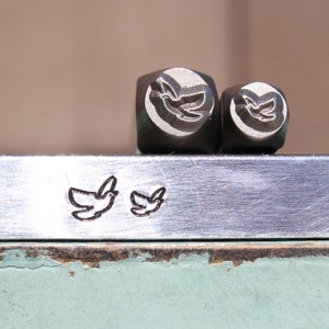 Brand New 4mm and 6mm Flying Dove Bird Metal Design 2 Stamp Set - Metal Stamp - Metal Stamping and Jewelry Tool - SGCH-512513