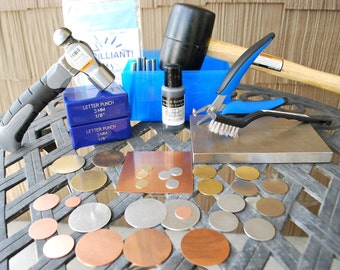 Deluxe Metal Stamping Kit- Everything To Start Stamping- Stamps - Blanks - Tools- Storage - Metal Work and Jewelry Design- SGKit3