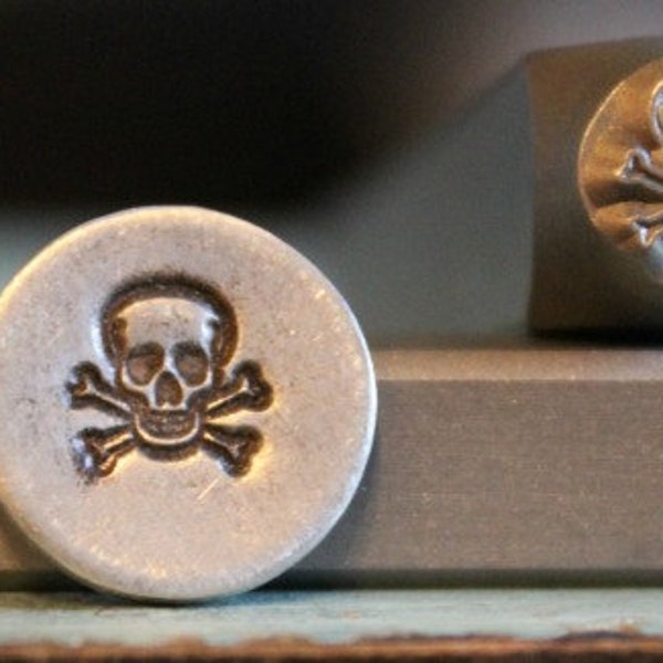 6mm Skull and Crossbones DIY Jewelry Making Metal Design Stamp - Stamping Kit, Tools, Press, Machine & Supplies - SGCH-35