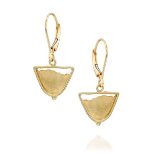 Triangle 14K Yellow Gold Lever Back Drop Earrings