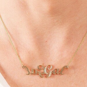 Collar de dos nombres, collar de doble nombre, collar de nombre múltiple, collar de nombre personalizado, collar de nombre de oro y diamantes