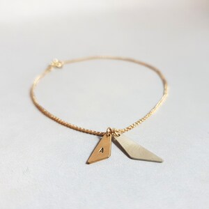 Dainty 14K Gold and Silver Initial Charm Chain Bracelet