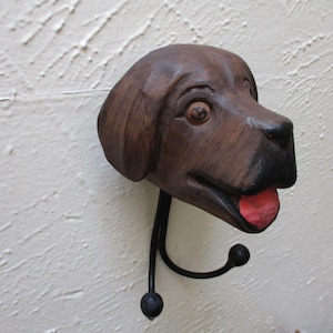 Handmade Two Hook Hanging Dog Head