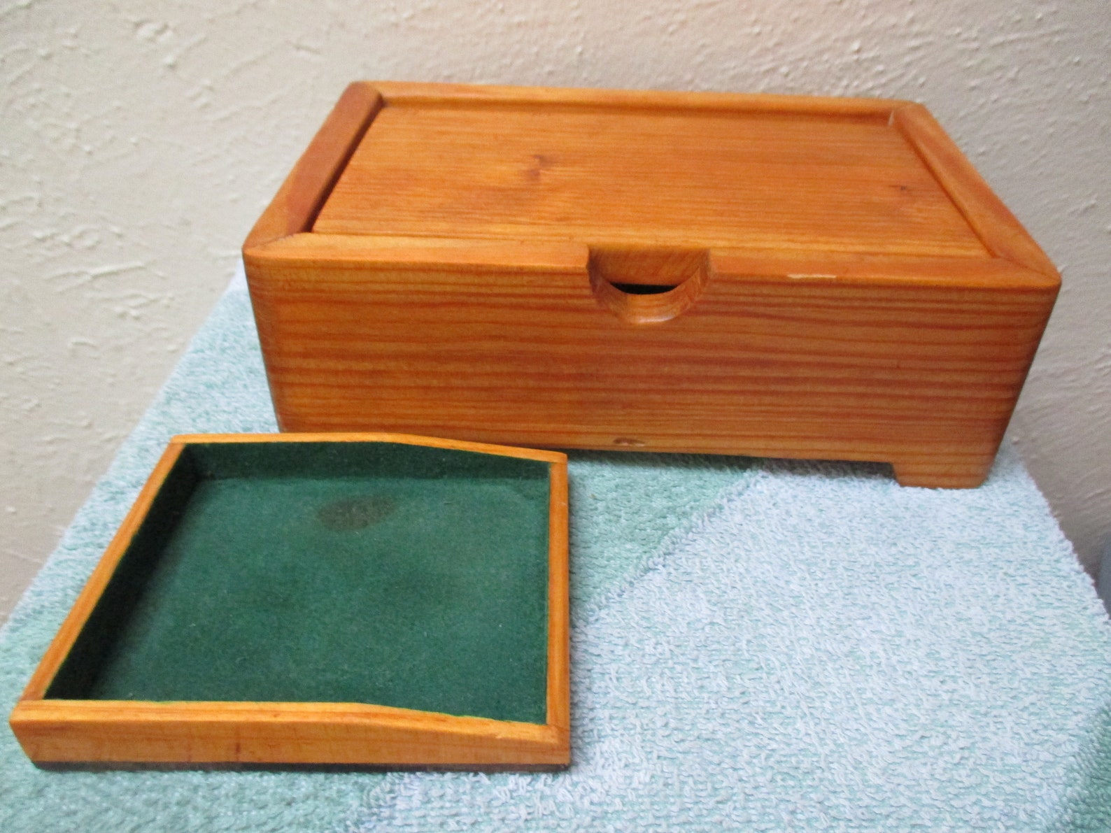 Vintage Handmade Wooden Box with Swivel lid and Trinket Dish Etsy