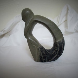Vintage Abstract Stone Sculpture Carving