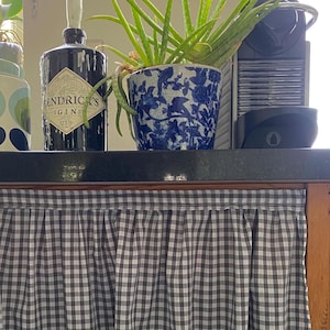 VELCRO SNK Rock, GRAU GINGHAM SCHRANKABDECKUNG, Küchenvorhang, Aufbewahrungsschrankvorhang, Thekenschrankvorhang, Schrankvorhang