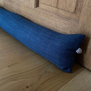 BLUE DRAFT EXCLUDER 110 Cm, LoNG draft stopper, door snake, draft excluder with filling, draft blocker