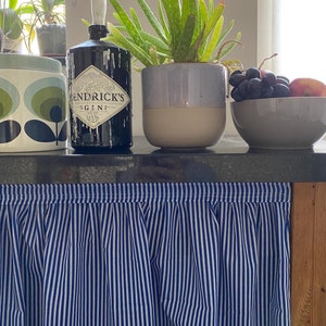 VELCRO SiNK SKiRT CURTAiN, blue  Kitchen cabinet curtain, counter valance, cupboard curtains, Cabinet curtain, Vanity Curtain, Cabinet Cover
