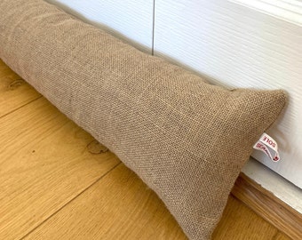 NATURAL JUTE DRAUGHT EXCLuDER, Long draft stopper, door sausage, draft excluder with filling, zugluftstopper tür, draft blocker