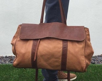 LEATHER DUFFLE BAG - WEEkEND bag - HoLDALL Bag - brown Leather travel bag, Duffle Weekend Holdall Bag, overnight bag, GiFT FoR HiM