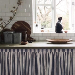 SINK SKiRT, CUSTOM CUPBOARD CURTAiNS, counter valance, Kitchen Curtain, storage unit curtain, Cabinet curtain, Vanity Curtain, Cabinet Cover