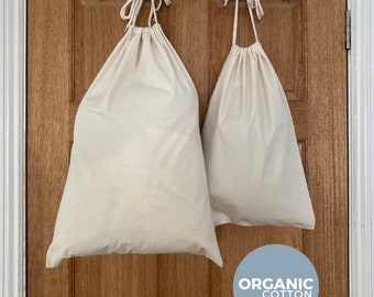 Bolsa de lavandería con cordón de algodón orgánico: bolsa de lona resistente